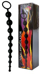 Мягкая анальная цепочка "Anal Stimulator", черная, 28,5х1,3-2,7см