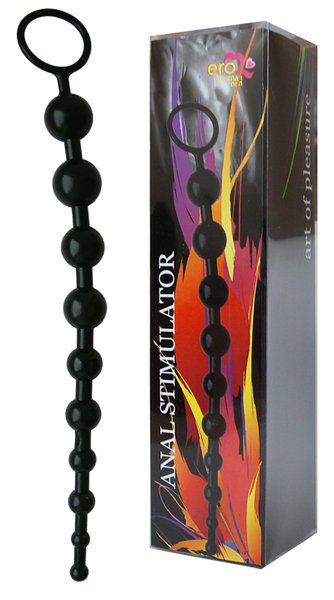 Мягкая анальная цепочка "Anal Stimulator", черная, 28,5х1,3-2,7см