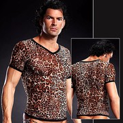 Мужская футболка из прозрачной сетки, леопардовая, S/M(44-46р)