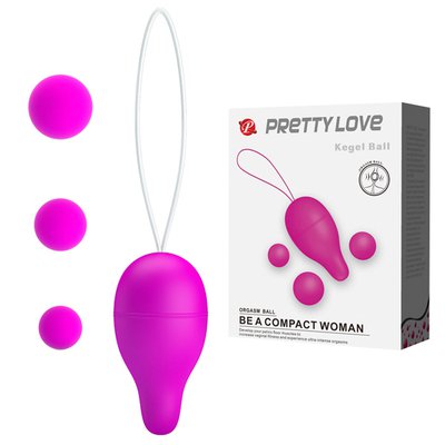 Вагинальные шарики Pretty Love 3+1 be a compact woman, фиолетовые, 1,5/1,8/2,2см