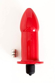 Анальная пробка с вибрацией Toyfa Black&Red, красная, 12х3,5см