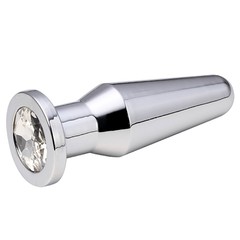 Анальная пробка Notabu BDSM из металла, прозрачный страз, 10х3,2см/320г