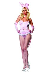 Комплект Bunny Costume (боди, перчатки, ушки, воротничок и бабочка), розовый, S/M(42-44р)