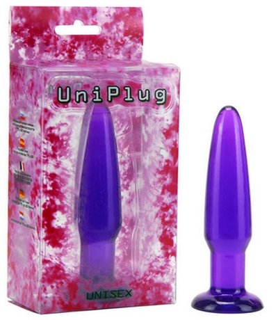 Кристальная анальная пробочка UniPlug, фиолетовая 11см