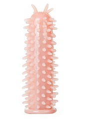 Закрытая стимулирующая насадка Spiky Penis, телесный силикон, 11см