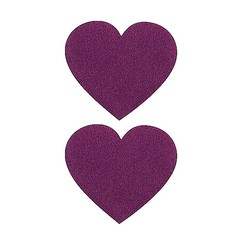 Фиолетовые пэстисы-сердца Ouch! Nipple Stickers, клеевые