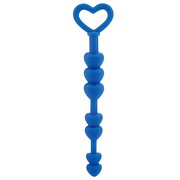 Анальные бусы сердца голубые Lia® Love Beads, 21х2,5см