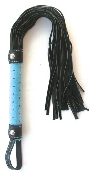 Мягкая черная плетка с голубой ручкой Notabu BDSM, 46 см