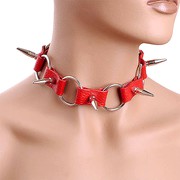 Красный ошейник Sitabella® BDSM с шипами, нат/кожа