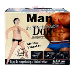 Секс-кукла мужчина Man of Doll с вибрострапоном (+насос), 17х3,5см