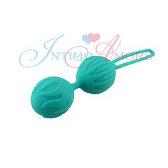 Бирюзовые вагинальные шарики "Geusha lastic ball", силикон, 3,3см, 85гр