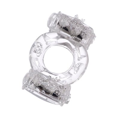 Эрекционное кольцо на п/ч Toyfa vibrating Ring, 2 вибопули, прозрачное, 2см