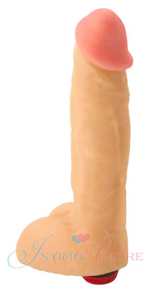 Большой реалистичный вибратор Биоклон 803300 из киберкожи, телесный, 25х4,5-5см