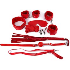 Красный набор Notabu BDSM (8 предметов) иск/кожа, иск/мех