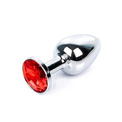 Анальная пробка Notabu BDSM, металл, красный страз, 7х2,8см/140г