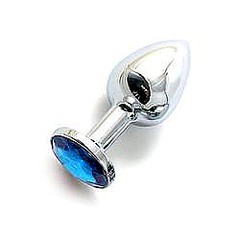 Анальная пробка с кристаллом Small Silver Water Blue