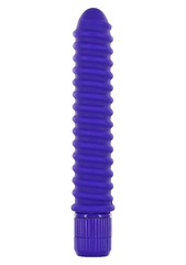 Вибромассажер Funky Ribbed с рельефом для оргазма, фиолетовый силикон, 15,3х2,6см