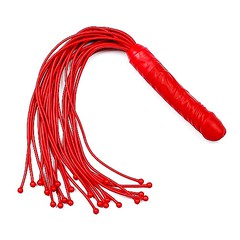 Плетка Sitabella® BDSM с ручкой-фаллосом, латекс, красная, 55см