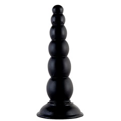Большая анальная елочка Black&Red, черный силикон, 19х4,3см
