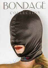 Черная маска на голову Bondage Collections с прорезью для рта