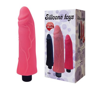 Вибратор "Den" Silicone toys, розовый силикон, 18,5х3,5-5,4см