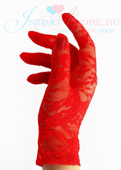 Короткие перчатки из гипюра, красные, OS(40-48р)