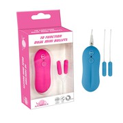 Парные мини вибро-яица Dual Mini Bullets, голубые, 10 режимов, 2,9х0,8см.