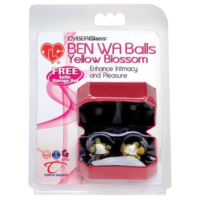 Вагинальные шарики Ben Wa balls Yellow Blossom Cyber Glass™, стекло, 2,5см/2х20г