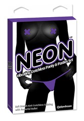 Вибротрусики Neon™ с доступом и Пэстисы, неоновый фиолетовый, S/L(40-50р)
