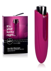 Мини-вибратор Key™ Nyx Mini Massager, 5 реж, розовый силикон, 13,5х3,3см