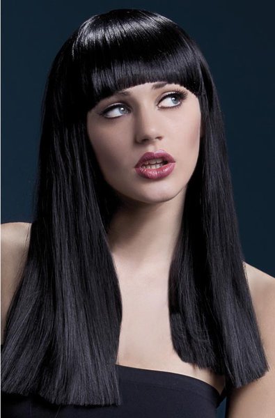 Парик Fever Alexia black, long blunt cut with fringe (temp до 120°C), черный, 48см