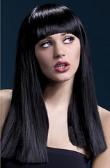 Парик Fever Alexia black, long blunt cut with fringe (temp до 120°C), черный, 48см