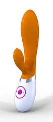 Вибратор Rabbit оранжево-белый, 19х2,2-3,6см