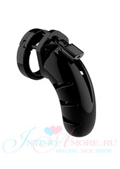 Мужской пояс верности Man Cage №03, черный поликарбонат, 4,5"/11,5см