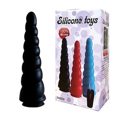 Черная анальная елочка с вибрацией Silicone toys "Twister", 22х2,3-5,5см
