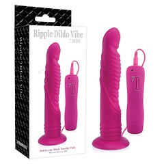 Анальный дилдо на присоске Ripple Dildo Vibe 6,7', 7 реж, розовый силикон, 17,8х2,5-3,2см