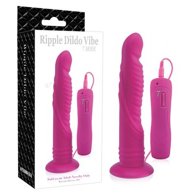 Анальный дилдо на присоске Ripple Dildo Vibe 6,7', 7 реж, розовый силикон, 17,8х2,5-3,2см