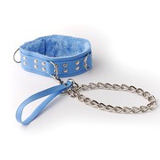 Голубой ошейник с заклепками на поводке Sitabella® BDSM