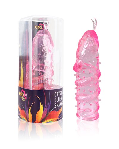 Насадка Crystal Sleeve Snakes, в форме змеи, розовая, 13,5см