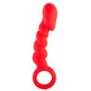 Анальный фаллос с кольцом Black&Red, красный силикон, 14,5х2,5-3см