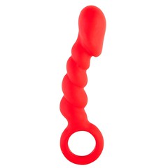 Анальный фаллос с кольцом Black&Red, красный силикон, 14,5х2,5-3см