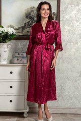Длинный жаккардовый халат Mia-Amore Angelina de lux, бордовый, XS(40-42р)
