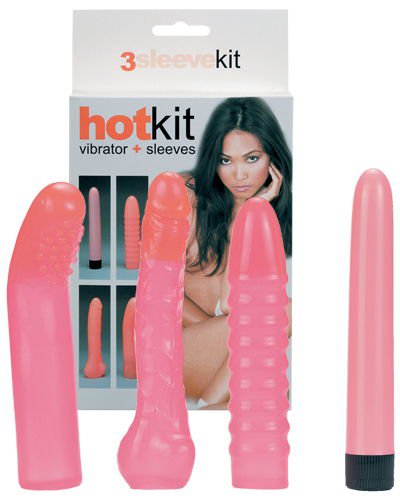 Секс-набор Hot-kit (вибратор с насадками), розовый, 15см