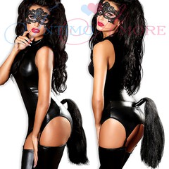 Комплект Lolitta Sexy pony wetlook (корсаж с хвостиком и пажами, маска и стринги), L/XL(48-52р)