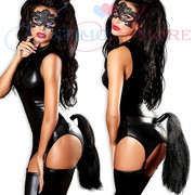 Комплект Lolitta "Sexy pony" wetlook (корсаж с хвостиком и пажами, маска и стринги), L/XL(48-52р.)