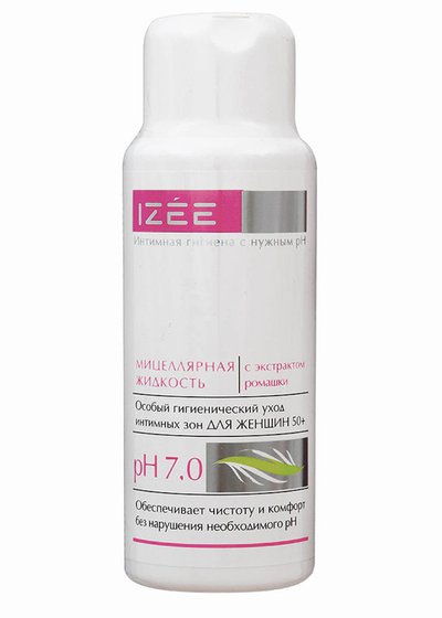 Жидкость мицелярная IZEE с ромашкой для интимной гигиены, pH7.0, женская 50+, 250мл