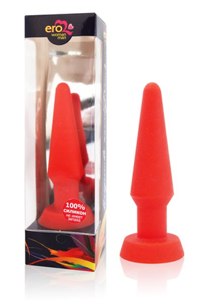 Анальная пробка Anal plug mini, красный силикон, 11х2,8см