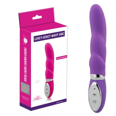 Фиолетовый G-вибратор Lovey-Dovey Wavy, силикон, 10 функций, 18,8х2,9см
