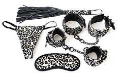 Набор БДСМ аксессуаров Mistress bondage kit, серебристый леопард