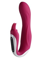 Мощный Hi-Tech вибратор Neo Rabbit, 2 мотора, 7х7 режимов, малиновый силикон, 17,5см